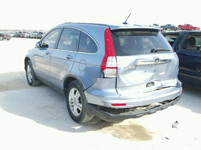 5J6RE3H74AL000573 - 2010 HONDA CR-V EX-L BLUE photo 3