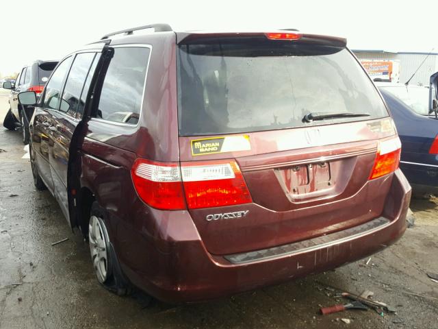 5FNRL38677B442049 - 2007 HONDA ODYSSEY EX BURGUNDY photo 3