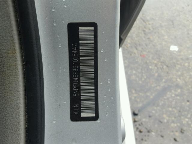 5NPEU46F86H018447 - 2006 HYUNDAI SONATA GLS SILVER photo 10