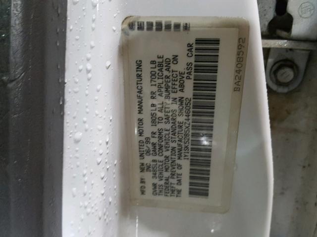 1Y1SK5285XZ446052 - 1999 CHEVROLET GEO PRIZM 白色 照片 10