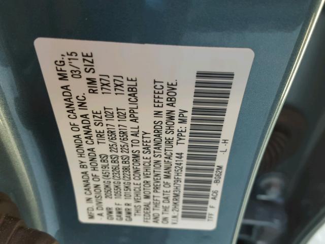 2HKRM3H79FH524144 - 2015 HONDA CR-V TEAL photo 10