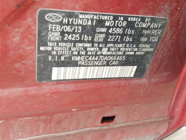 KMHEC4A47DA066465 - 2013 HYUNDAI SONATA HYB RED photo 10