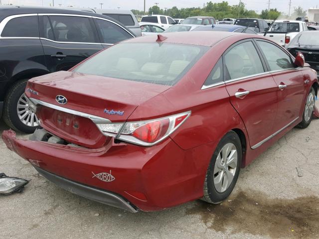 KMHEC4A47DA066465 - 2013 HYUNDAI SONATA HYB RED photo 4