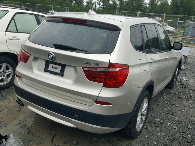 5UXWX9C53E0D17720 - 2014 BMW X3 XDRIVE2 SILVER photo 4