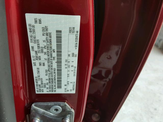 5LMCJ2C90HUL36163 - 2017 LINCOLN MKC SELECT 红色 照片 10