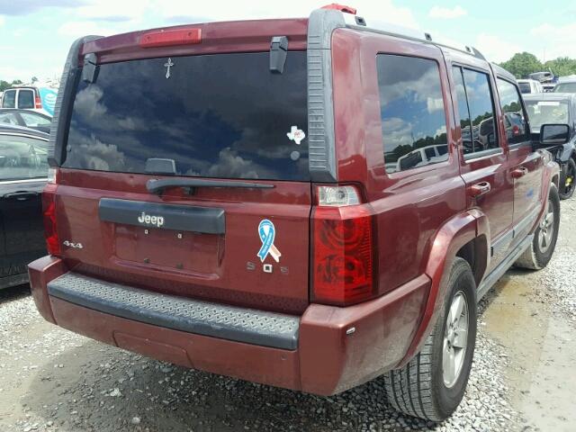 1J8HG48K37C527396 - 2007 JEEP COMMANDER BURGUNDY photo 4