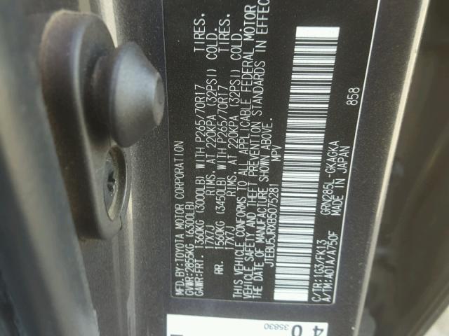 JTEBU5JRXB5075281 - 2011 TOYOTA 4RUNNER SR CHARCOAL photo 10