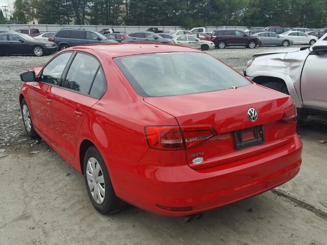 3VW2K7AJXFM285697 - 2015 VOLKSWAGEN JETTA BASE RED photo 3