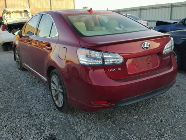 JTHBB1BA9A2013865 - 2010 LEXUS HS 250H MAROON photo 3