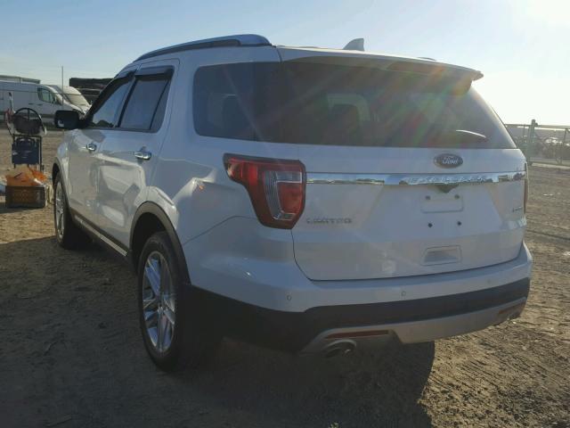 1FM5K7FH7HGD53260 - 2017 FORD EXPLORER WHITE photo 3