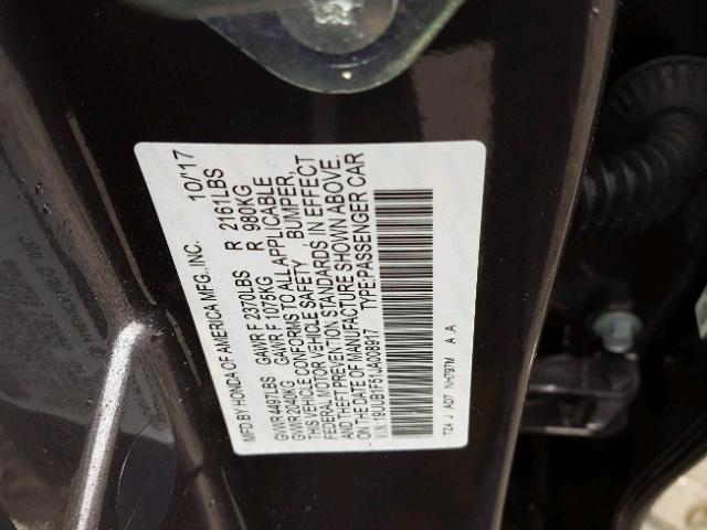 19UUB1F51JA008917 - 2018 ACURA TLX TECH GRAY photo 10