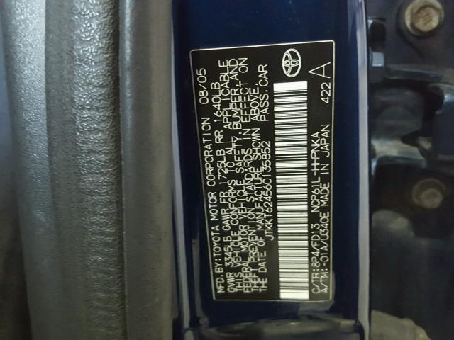 JTKKT624560135852 - 2006 TOYOTA SCION XA ლურჯი ფოტო 10