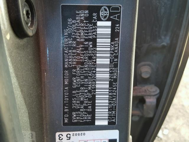 2T1BR32E47C748503 - 2007 TOYOTA COROLLA GRAY photo 10