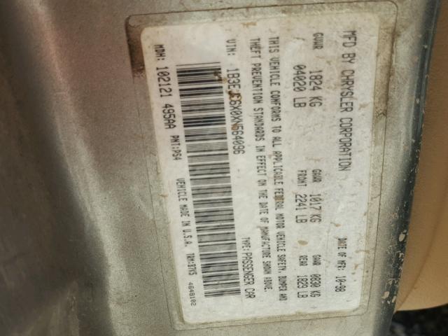 1B3EJ46X0XN564096 - 1999 DODGE STRATUS SILVER photo 10