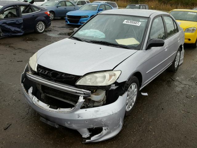 1HGES165X5L027660 - 2005 HONDA CIVIC LX SILVER photo 2