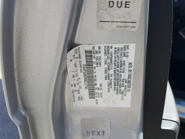 1FAHP36N09W217745 - 2009 FORD FOCUS SES SILVER photo 10