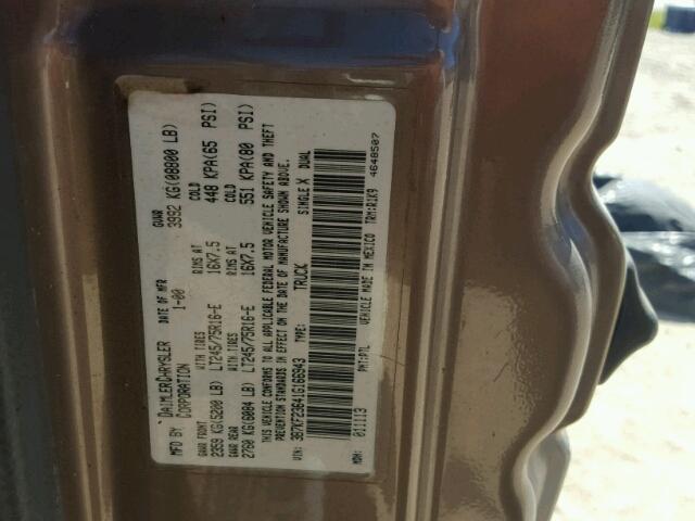 3B7KF23641G166943 - 2001 DODGE RAM 2500 TAN photo 10