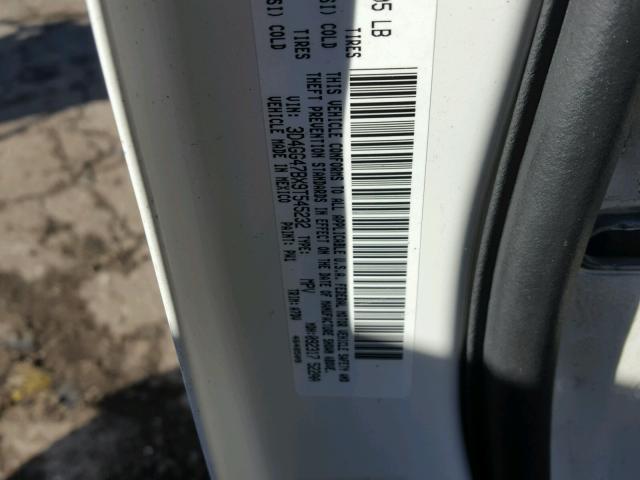 3D4GG47BX9T545232 - 2009 DODGE JOURNEY SE WHITE photo 10