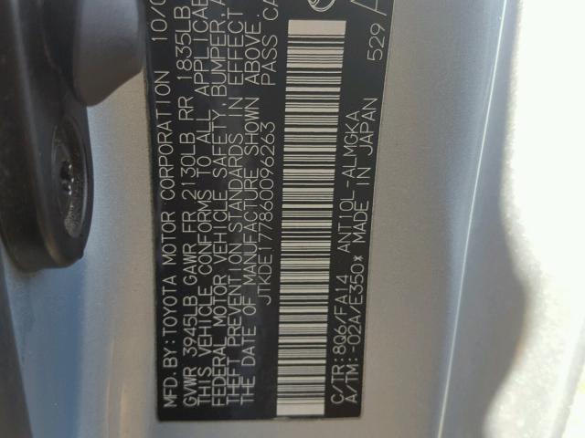 JTKDE177860096263 - 2006 TOYOTA SCION TC 蓝色 照片 10