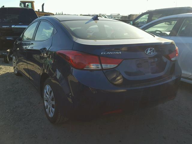 5NPDH4AE0DH179211 - 2013 HYUNDAI ELANTRA GL BLUE photo 3