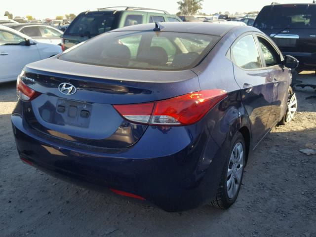 5NPDH4AE0DH179211 - 2013 HYUNDAI ELANTRA GL BLUE photo 4