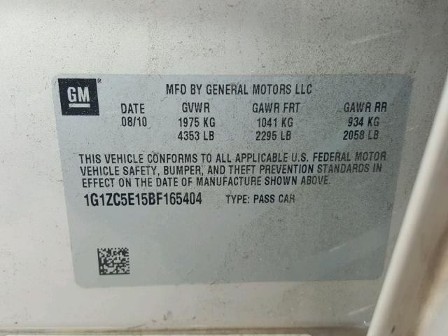 1G1ZC5E15BF165404 - 2011 CHEVROLET MALIBU 1LT BEIGE photo 10