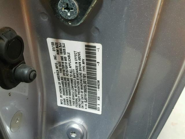 5J6YH18605L001191 - 2005 HONDA ELEMENT EX SILVER photo 10