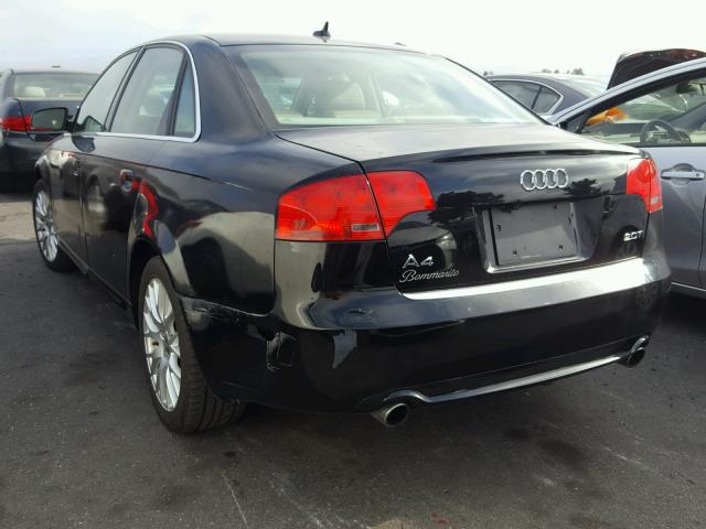 WAUAF78E58A165265 - 2008 AUDI A4 2.0T BLACK photo 3