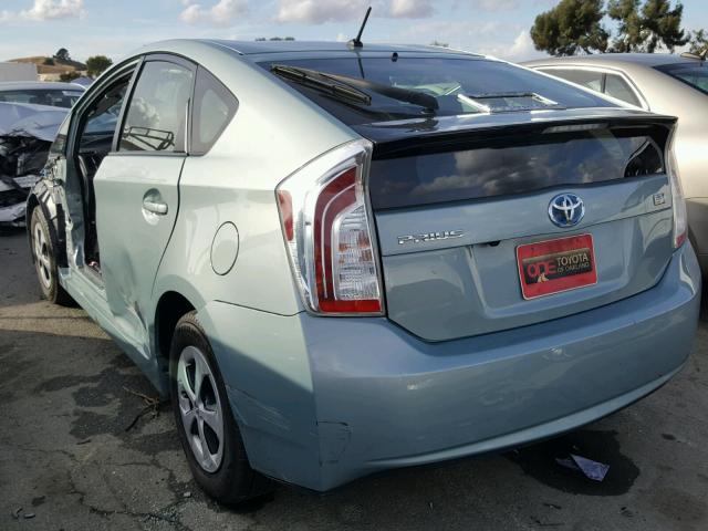 JTDKN3DU8F2000320 - 2015 TOYOTA PRIUS GREEN photo 3