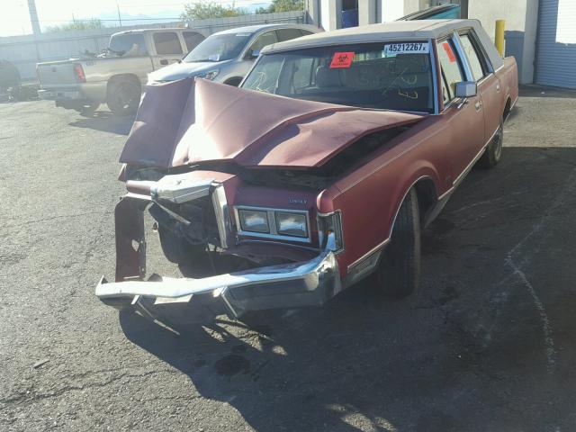 1LNBM82F0KY793703 - 1989 LINCOLN TOWN CAR S MAROON photo 2