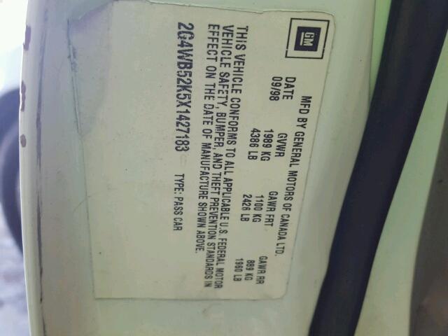 2G4WB52K5X1427183 - 1999 BUICK REGAL LS WHITE photo 10