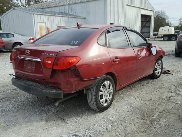 KMHDU4AD6AU929405 - 2010 HYUNDAI ELANTRA BL RED photo 4