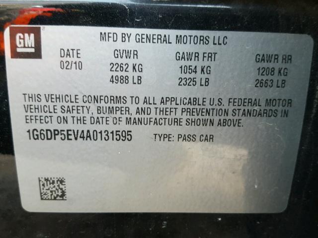 1G6DP5EV4A0131595 - 2010 CADILLAC CTS PREMIU BLACK photo 10