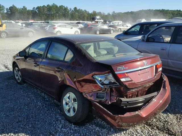 19XFB2F58FE112578 - 2015 HONDA CIVIC MAROON photo 3