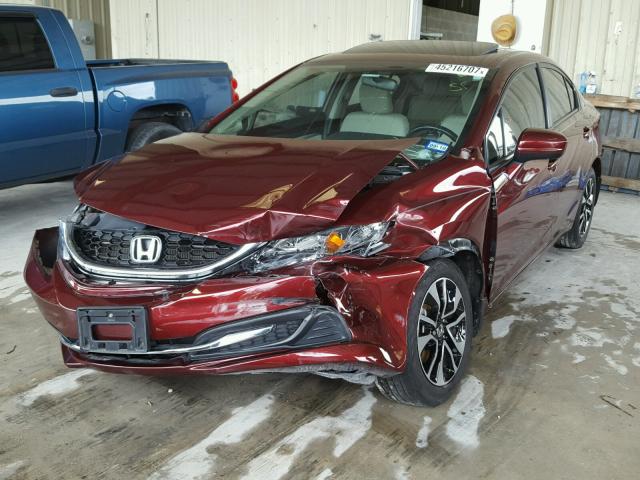 19XFB2F81FE050760 - 2015 HONDA CIVIC EX MAROON photo 2