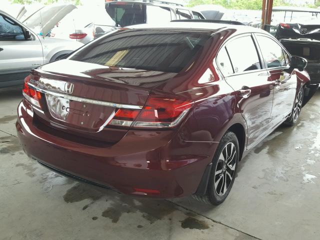 19XFB2F81FE050760 - 2015 HONDA CIVIC EX MAROON photo 4