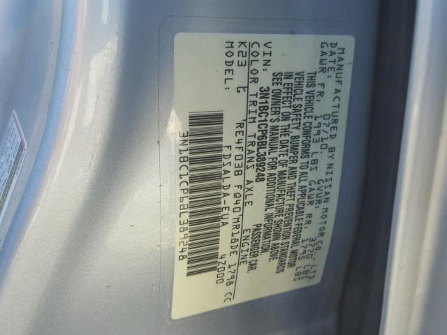 3N1BC1CP6BL389248 - 2011 NISSAN VERSA S SILVER photo 10