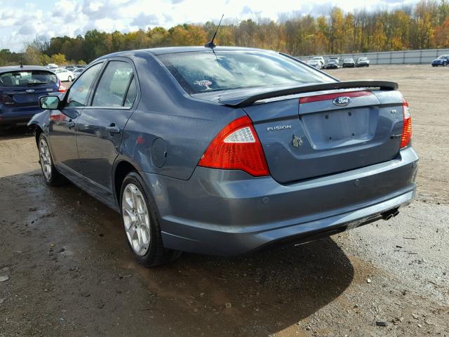 3FAHP0HA4BR219421 - 2011 FORD FUSION SE BLUE photo 3