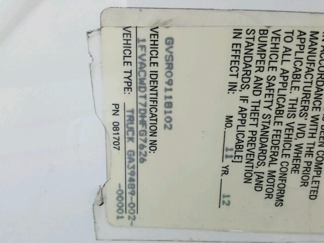 1FVACWDT7DHFG7626 - 2013 FREIGHTLINER M2 WHITE photo 10