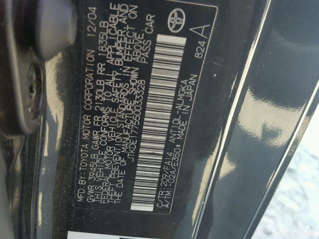 JTKDE177550033328 - 2005 TOYOTA SCION TC 黑色 照片 10