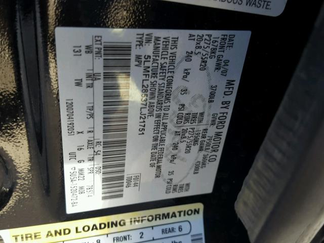 5LMFL28537LJ21751 - 2007 LINCOLN NAVIGATOR BLACK photo 10