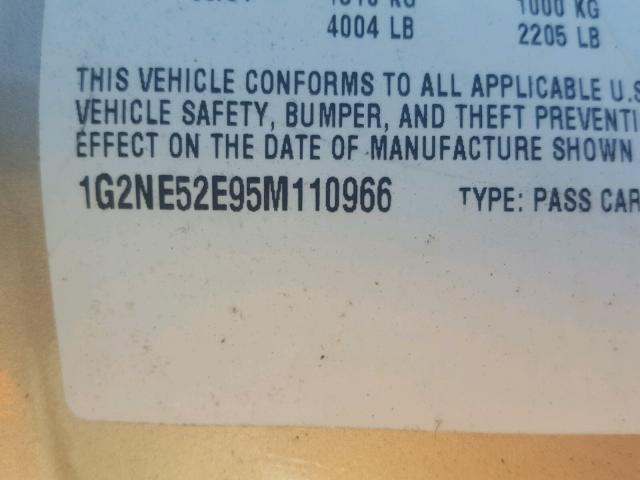 1G2NE52E95M110966 - 2005 PONTIAC GRAND AM S 金色 照片 10