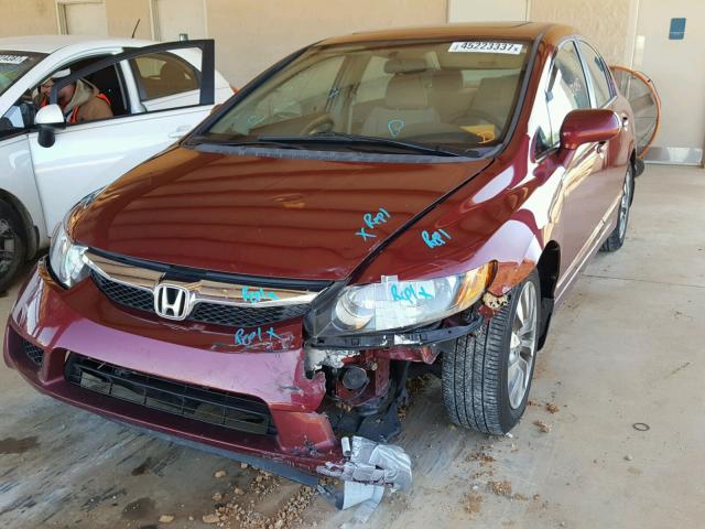 19XFA1F82AE068254 - 2010 HONDA CIVIC BURGUNDY photo 2