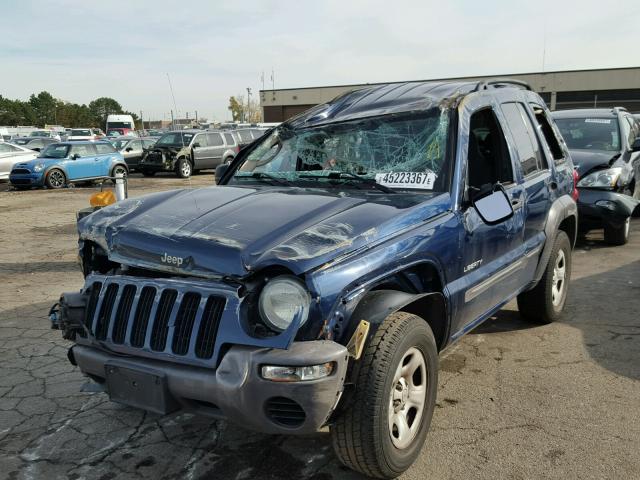 1J4GK48K14W241262 - 2004 JEEP LIBERTY SP BLUE photo 2