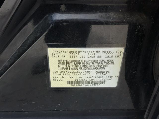 3N1AB61E18L609207 - 2008 NISSAN SENTRA 2.0 BLACK photo 10