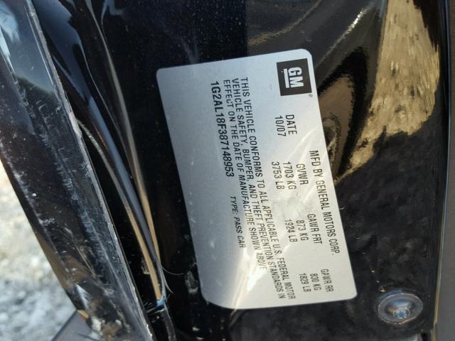 1G2AL18F387148953 - 2008 PONTIAC G5 BLACK photo 10