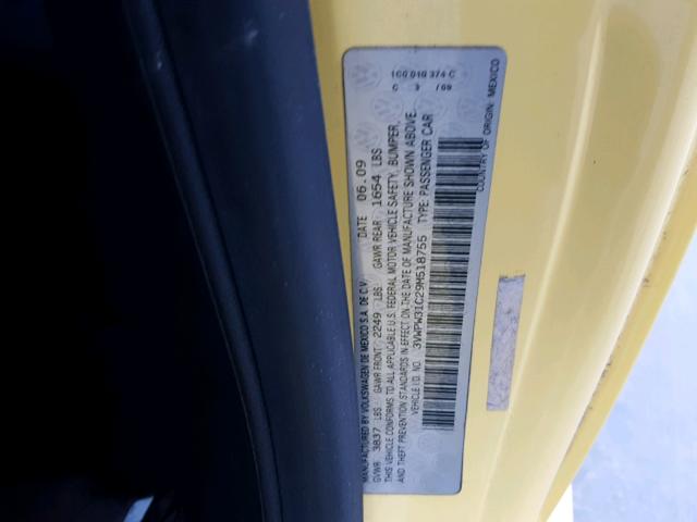 3VWPW31C29M518755 - 2009 VOLKSWAGEN NEW BEETLE Sarı foto 10