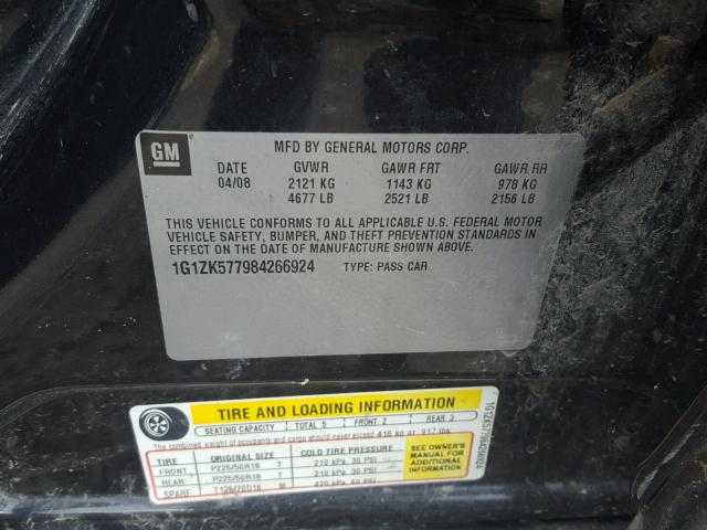 1G1ZK577984266924 - 2008 CHEVROLET MALIBU LTZ 黑色 照片 10