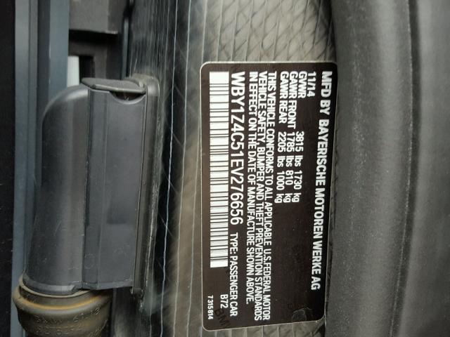 WBY1Z4C51EV276656 - 2014 BMW I3 REX SILVER photo 10