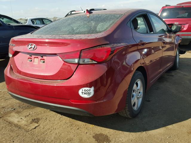 5NPDH4AE3EH545342 - 2014 HYUNDAI ELANTRA SE RED photo 4